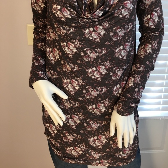 French Connection Gray Long Sleeves Front Drape  Back Tie Floral Blouse Size S - Picture 4 of 15
